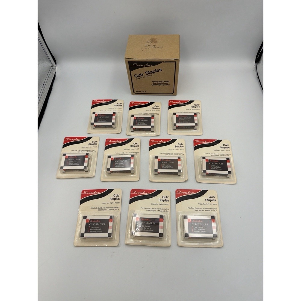 Vintage Swingline Cub Staples Lot of 10 Packs NOS 1000 Staples Made USA